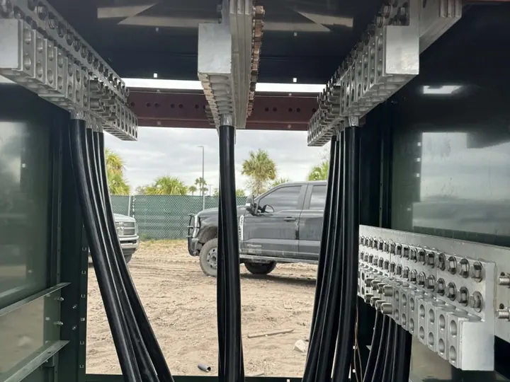 Utility cabinet with cables and connectors